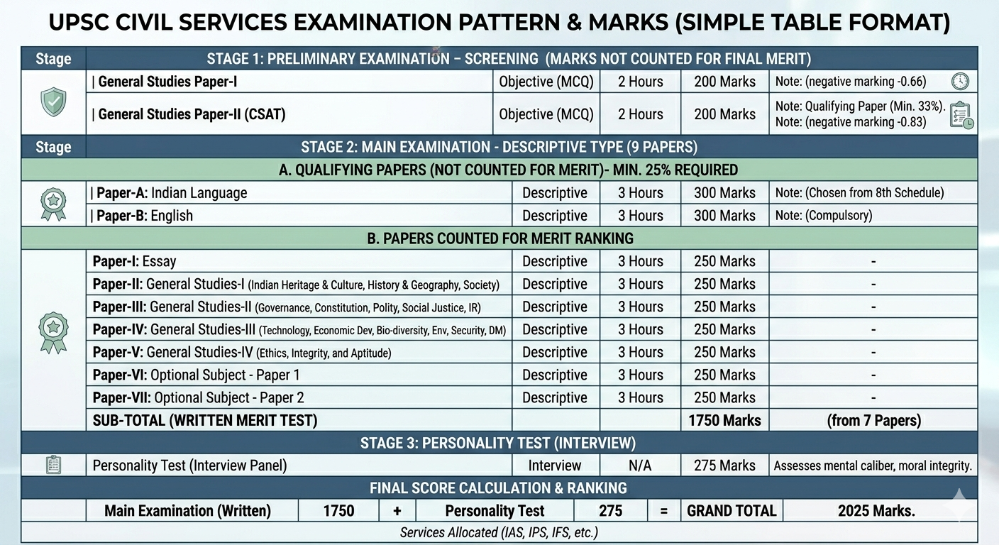 Marking scheme of UPSC CSE exam