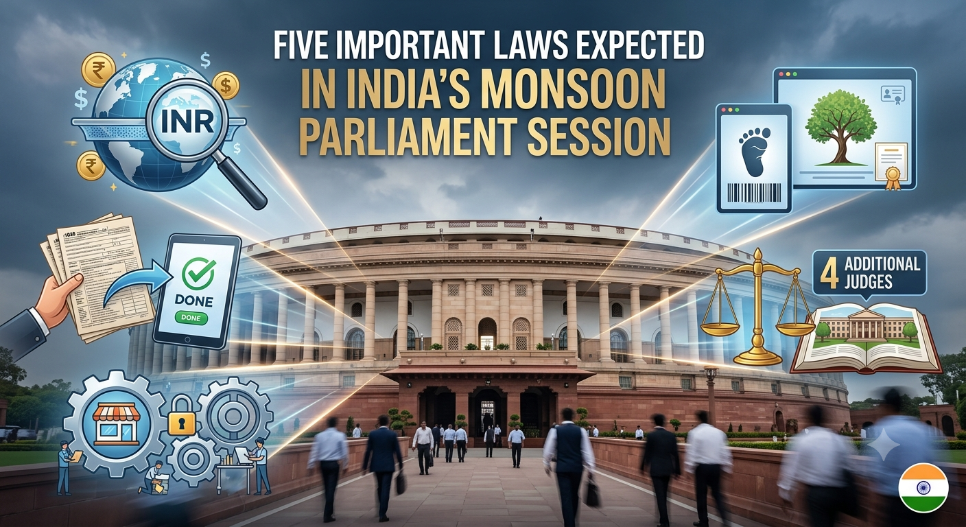 Five Important Laws Expected in India’s Monsoon Parliament Session