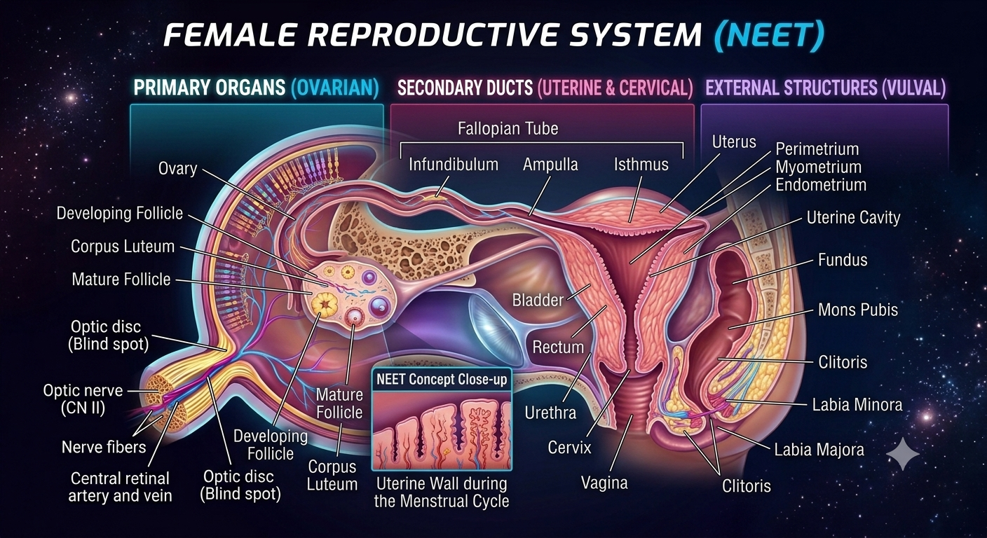 Female Reproductive system Concept used in Neet Biology